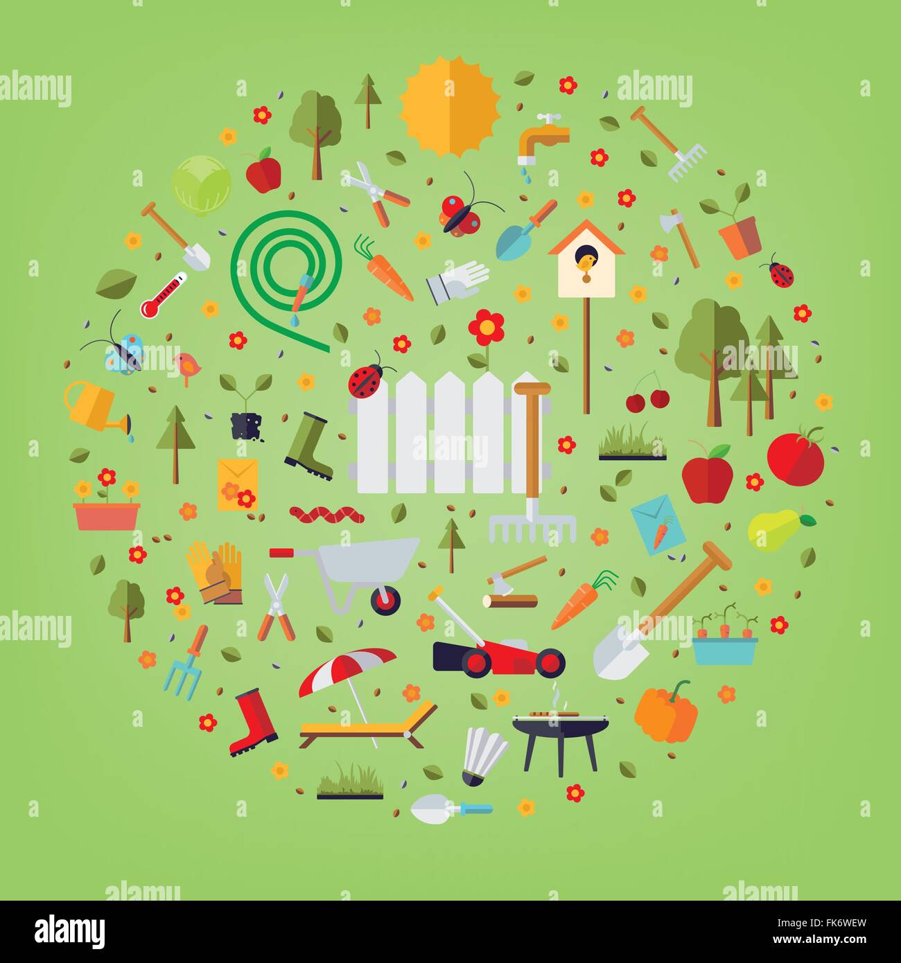 Vector concept illustration of garden and gardening Stock Vector Image ...