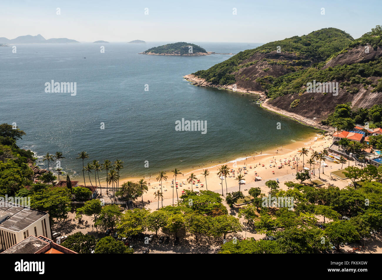 Arial view of famous Praia Vermelha Beach, Rio de Janeiro, Brazil Stock Photo