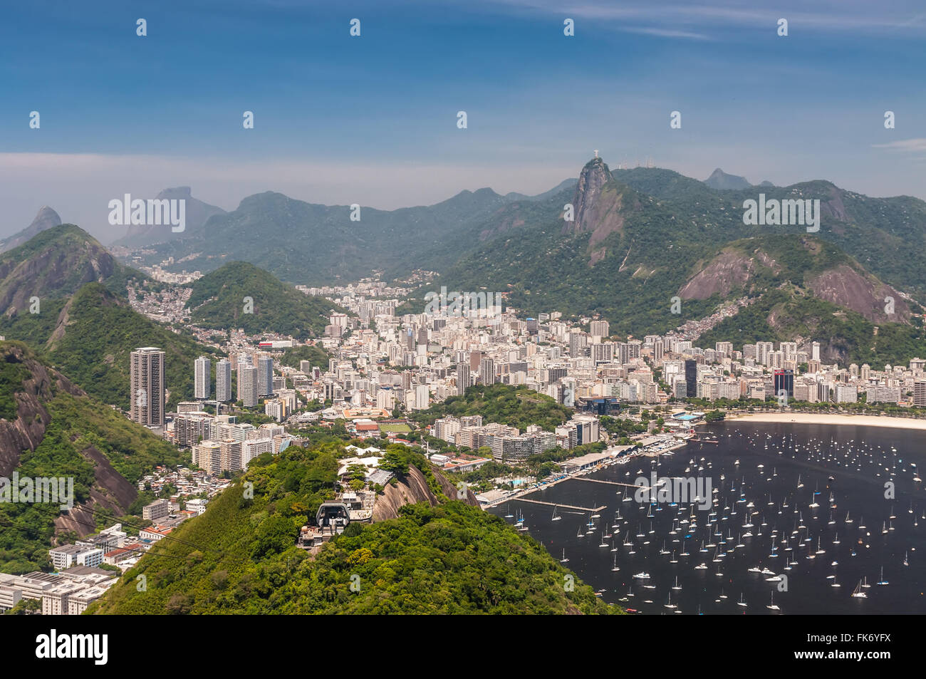 Aerial view of Rio de Janeiro from the Sugarloaf Mountain. Stock Photo