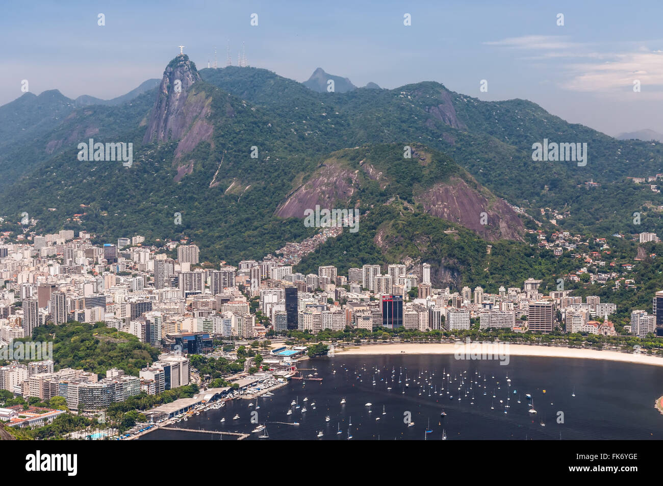 Aerial view of Rio de Janeiro from the Sugarloaf Mountain. Stock Photo