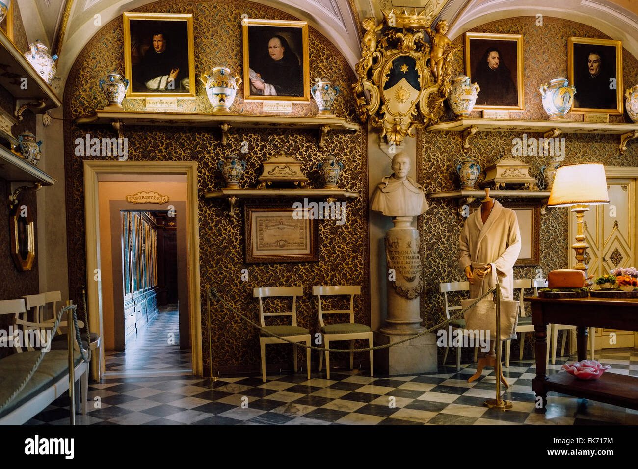 Internal room  of the Santa Maria Novella pharmacy in Florence Italy Established 600 years ago by Florentine monks Stock Photo