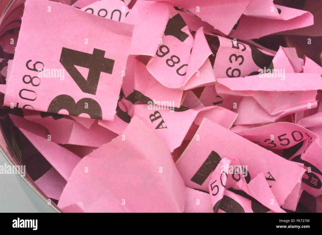 Rolled up raffle tickets Stock Photo