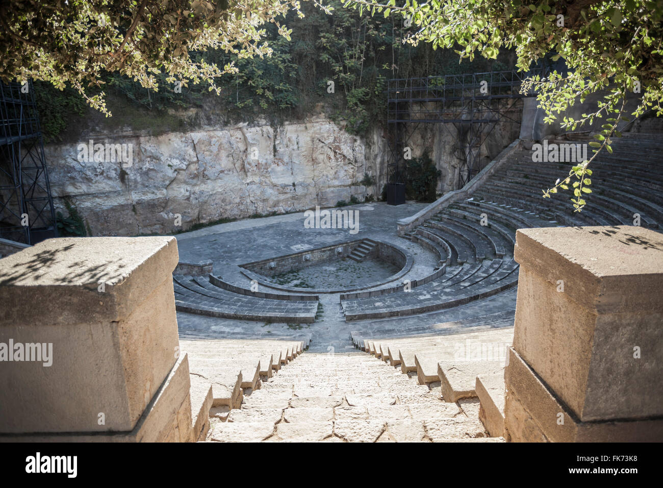 Gardens Teatre Grec, designed by JeanClaudeNicolas Forestier , Montjuic, Barcelona Stock Photo