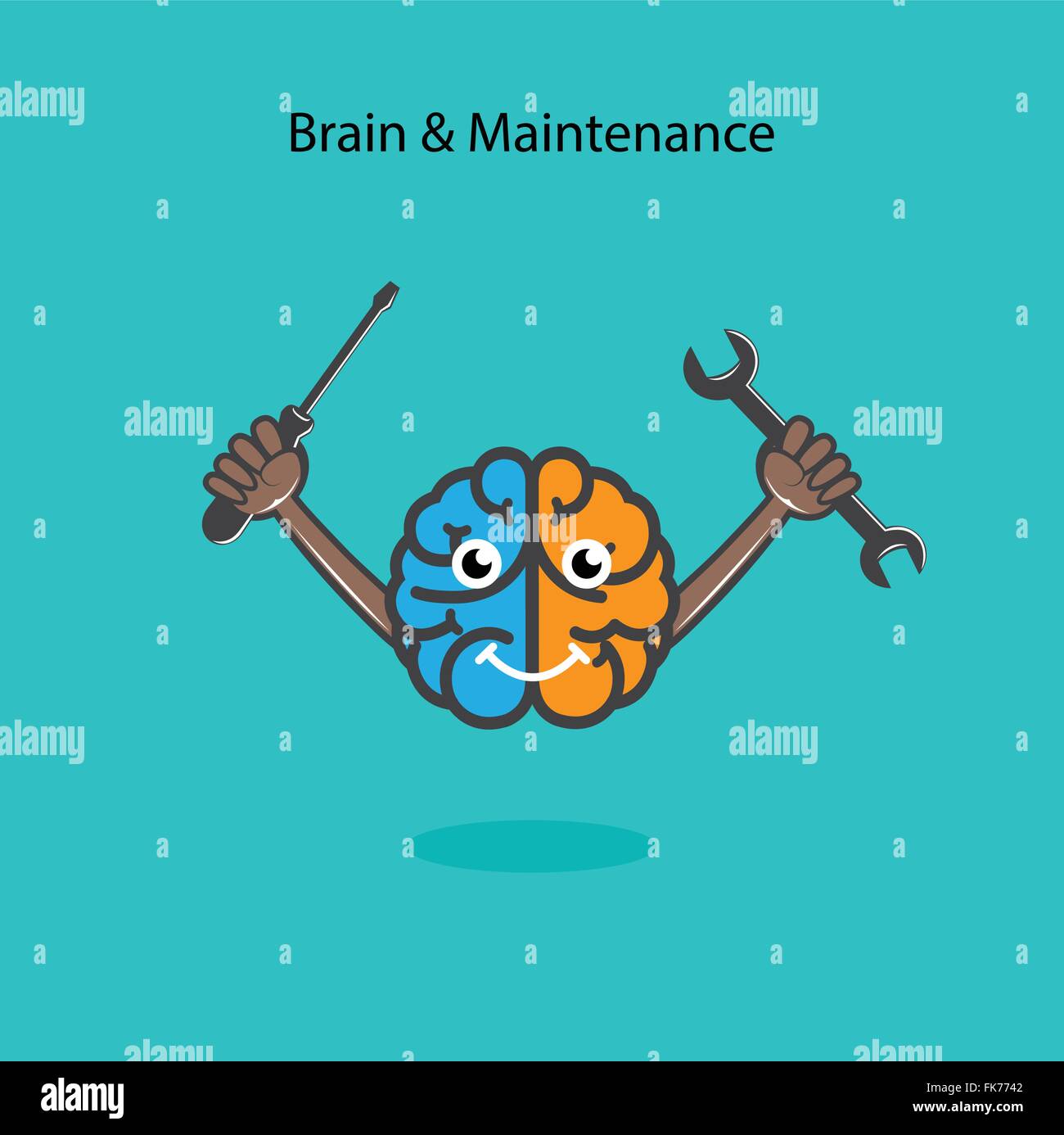 Creative left and right brain sign with screwdriver and wrench ,design for poster flyer cover
