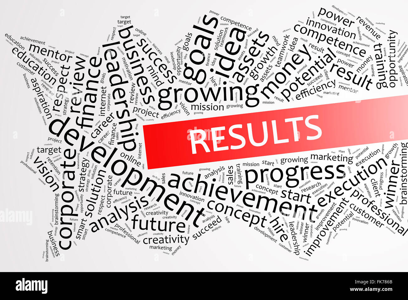 Results word on word cloud business concept Stock Photo - Alamy