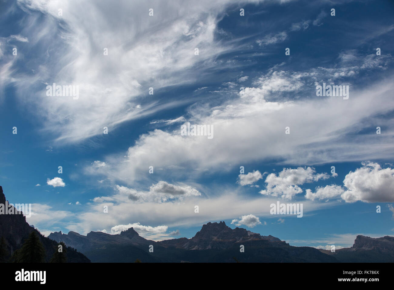 sky, Dolomite Mountains,  Belluno Province, Veneto, Italy Stock Photo