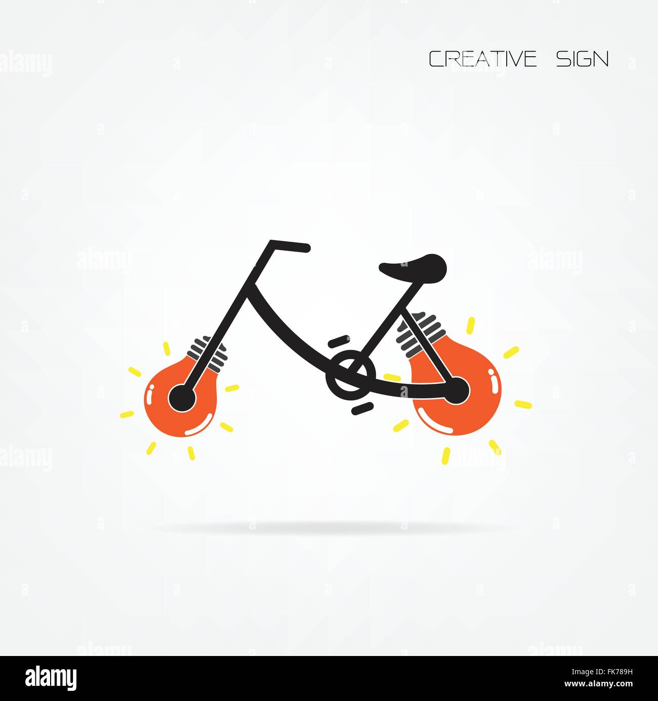 Creative light bulb and bicycle symbol. vector illustration Stock Vector