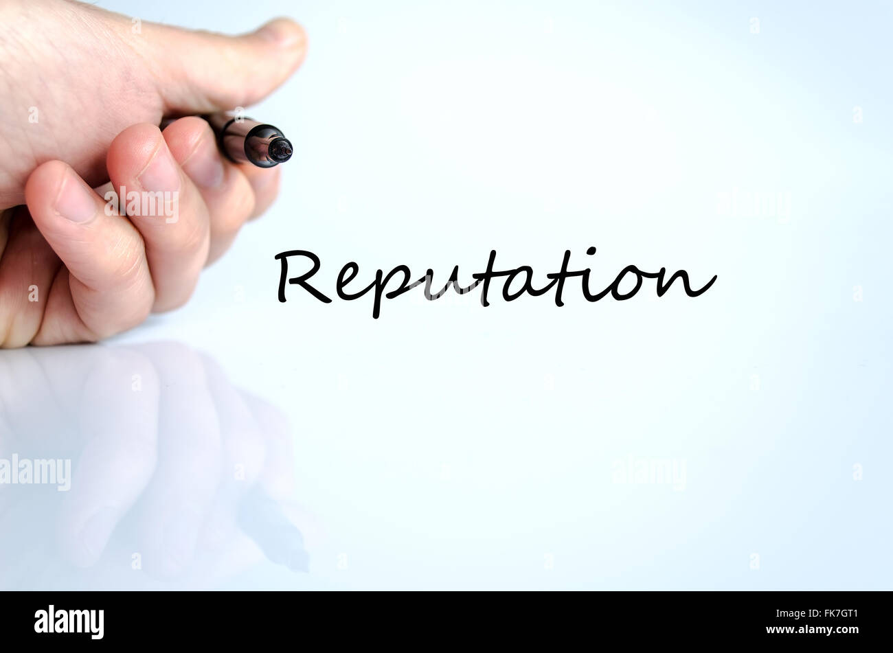 Reputation text concept isolated over white background Stock Photo - Alamy