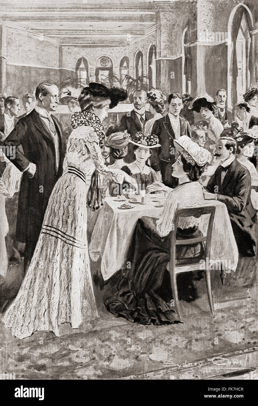 Ladies Day at the London gentlemen's Constitutional Club in the late 19th century.  Members were required to pledge support to the Conservative Party. Stock Photo