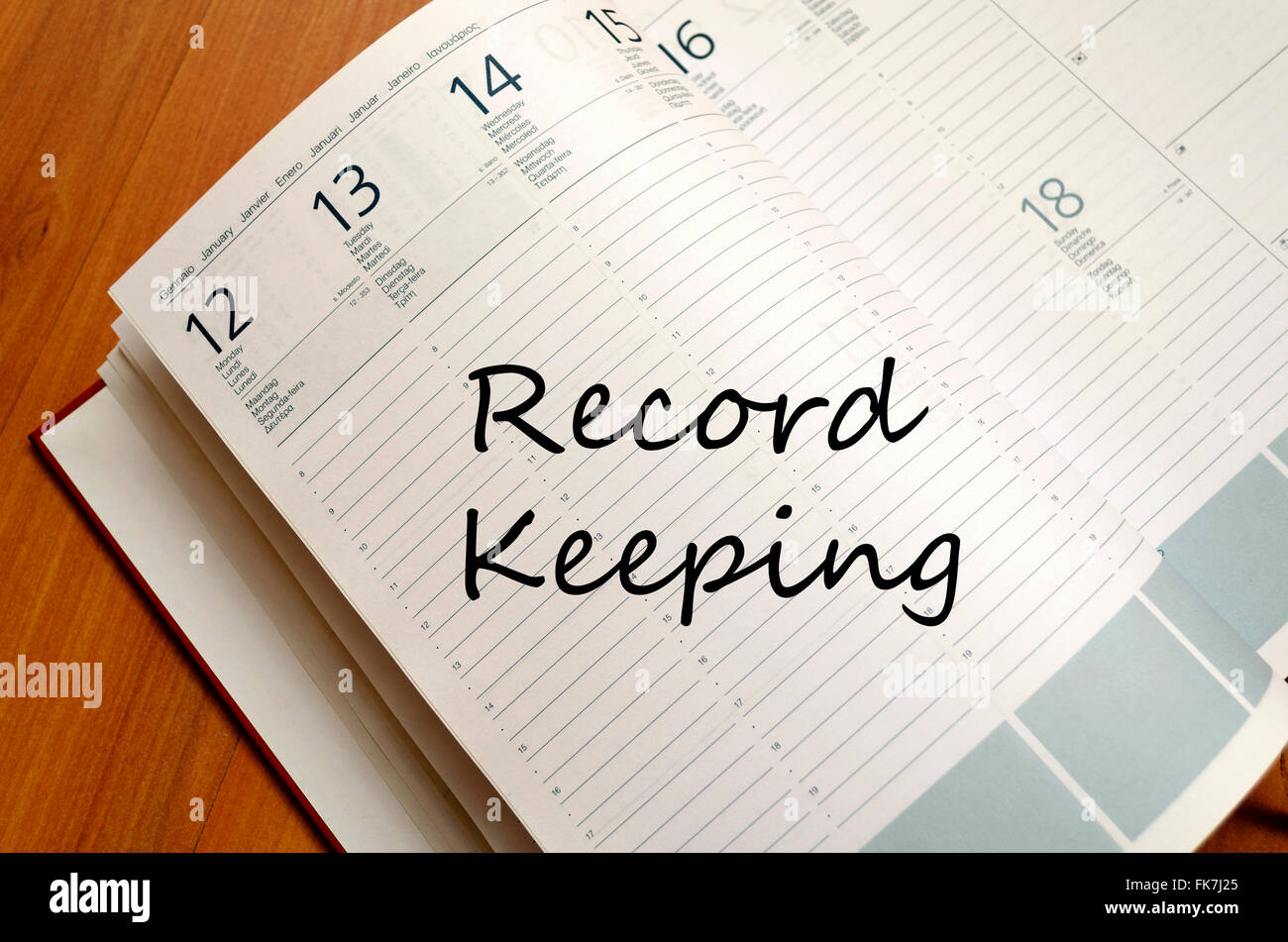 Record keeping text concept write on notebook Stock Photo