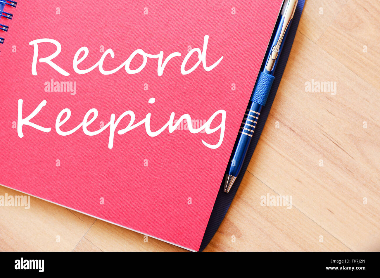Record keeping text concept write on notebook with pen Stock Photo Alamy