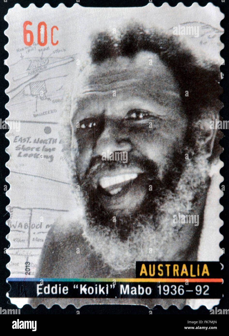 AUSTRALIA - CIRCA 2013: A stamp printed in Australia shows Eddie Koiki Mabo, circa 2013 Stock Photo