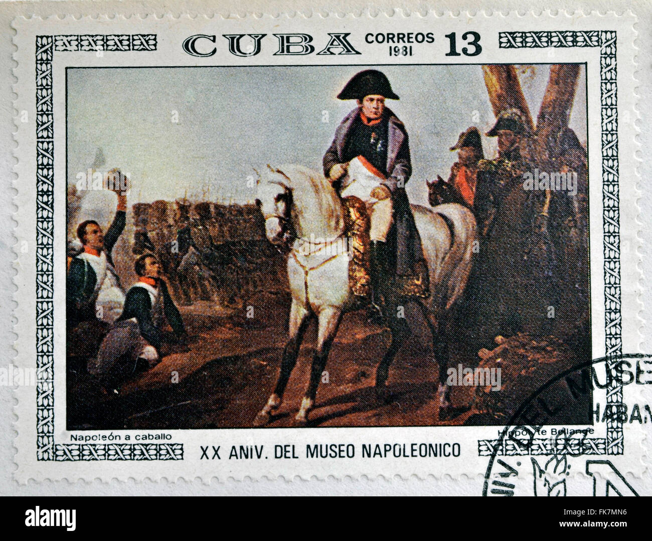CUBA - CIRCA 1981: A stamp printed in Cuba shows the 'Napoleon on Horseback', by Hippolyte Bellange Stock Photo