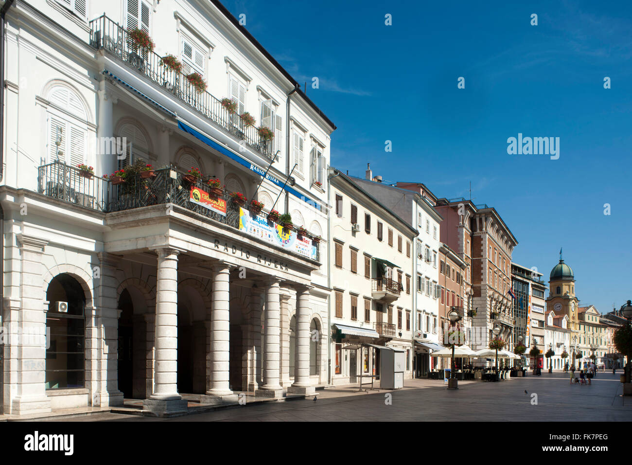 Kroatien, Rijeka, der Korzo - die Flaniermeile von Rijeka. Stock Photo