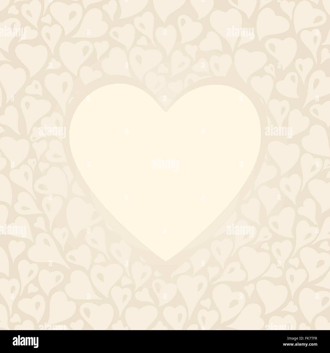 Wedding vintage Ecru invitation design with copy space and hearts Stock Vector