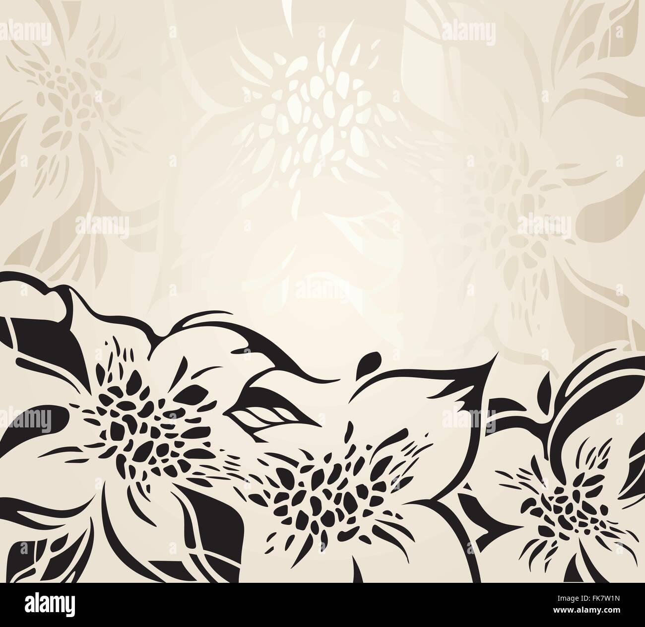 Ecru floral decorative holiday background with black ornaments Stock Vector  Image \u0026 Art - Alamy, image size:1300x1263