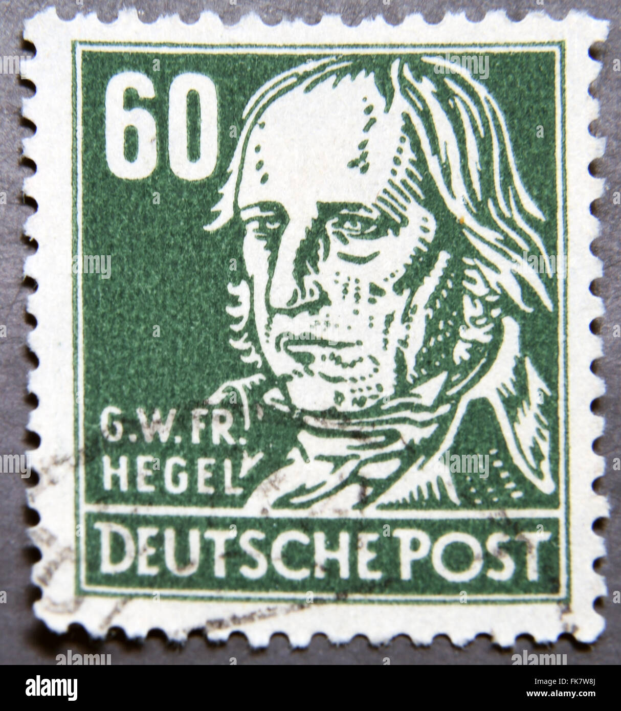 GERMANY - CIRCA 1952: Stamp printed in Germany shows portrait of Georg Wilhelm Friedrich Hegel, circa 1952 Stock Photo