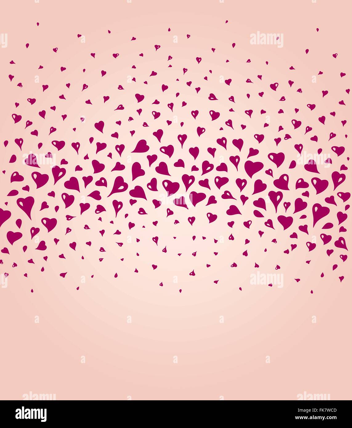 Lovely ecru fashionable background with red hearts and copy space Stock Vector