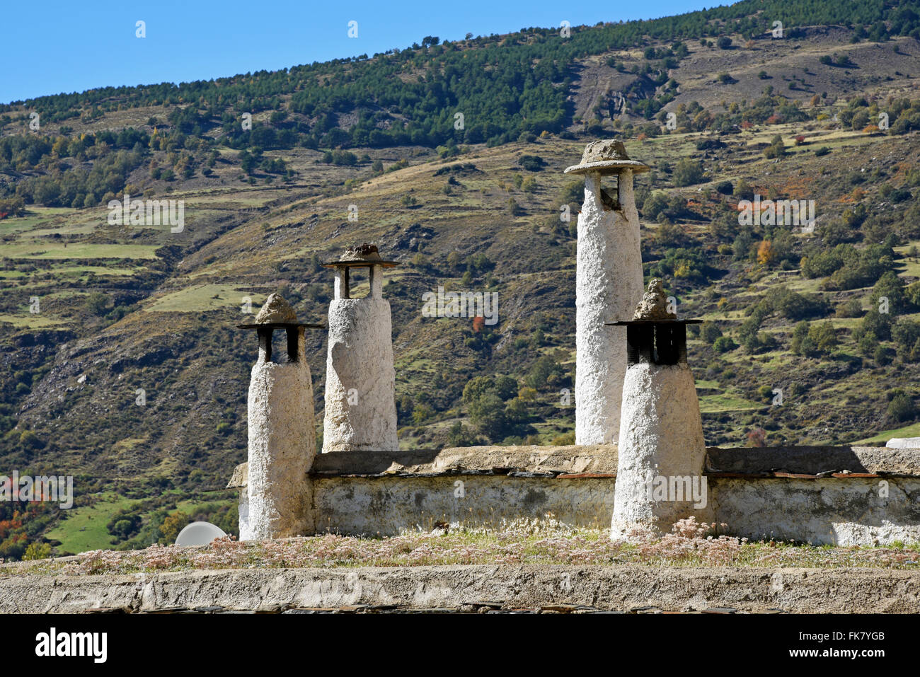 Chimneys in Capileira, Las Alpujarras, Granada province, Andalusia, Spain Stock Photo