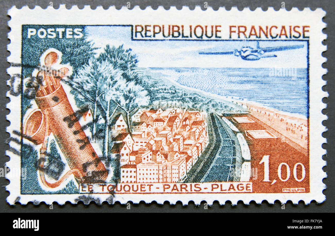 FRANCE - CIRCA 1965: A stamp printed in France shows Le Touquet - Paris - Plage, circa 1965 Stock Photo