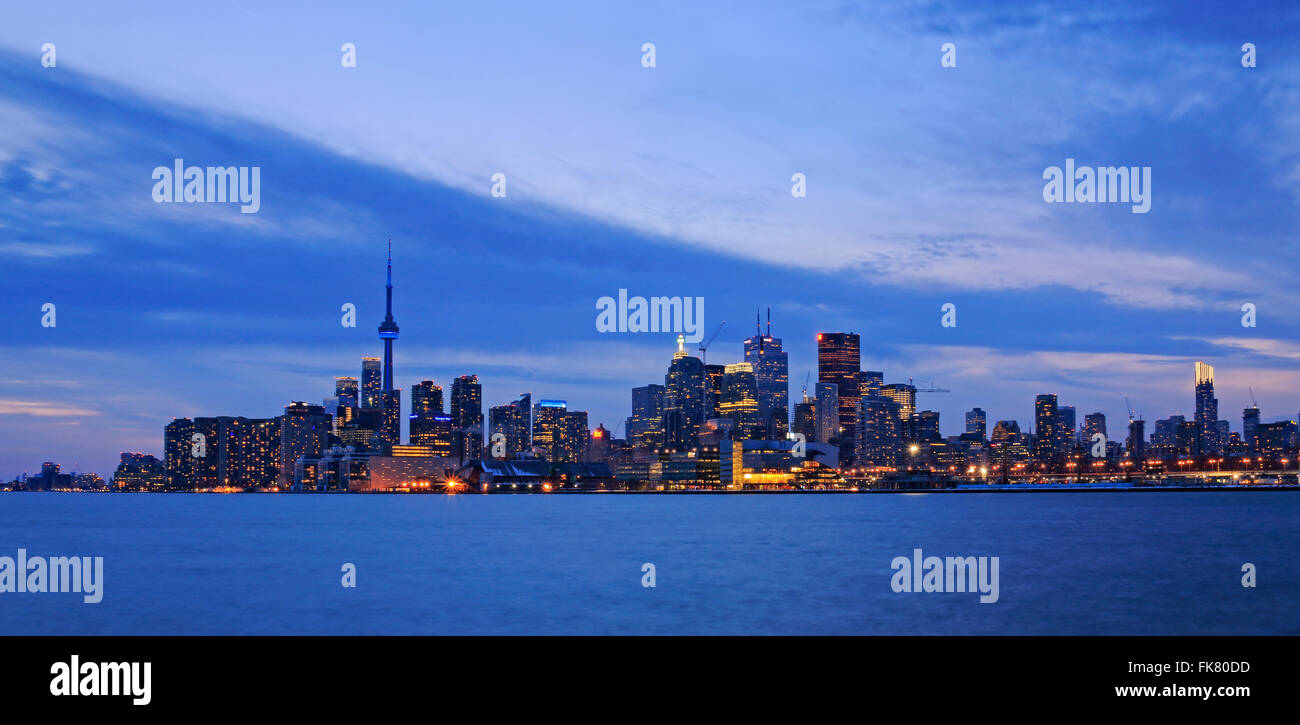 Panoramic view of Toronto waterfront skyline with downtown landmark and bank buildings in 2016. Stock Photo