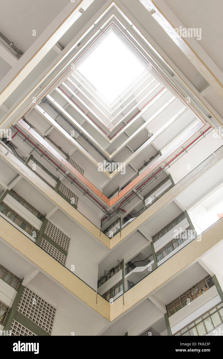 In a square building center look up Stock Photo
