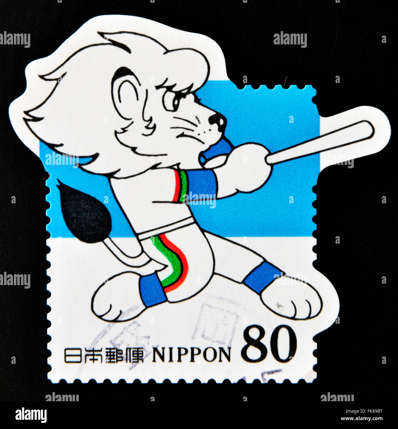 JAPAN - CIRCA 1999: A stamp printed in Japan shows symbol of the Seibu Lions baseball, circa 1999 Stock Photo