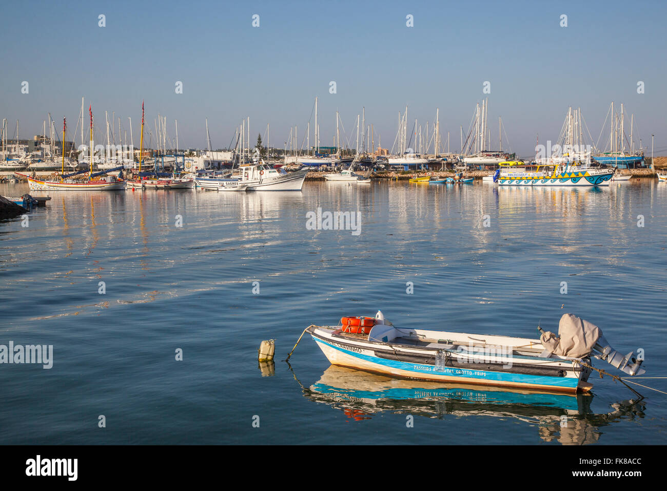 Portugal, Algarve, Lagos, Bensafrim River with view Marina de Lagos Stock Photo
