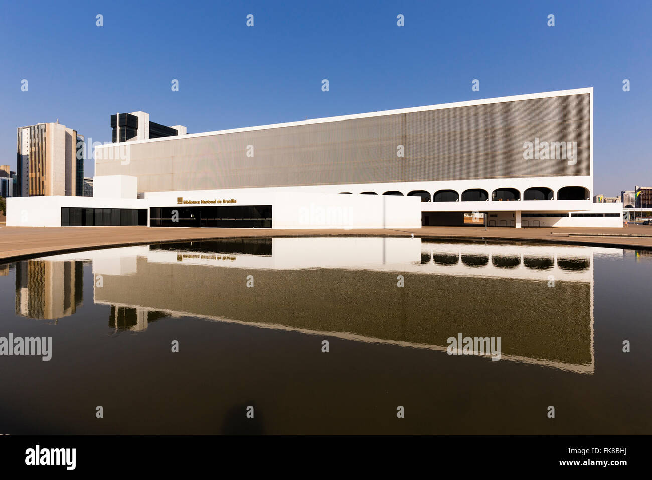 Biblioteca Nacional Leonel de Moura Brizola, National Library, architect Oscar Niemeyer, Brasilia, Federal District Stock Photo