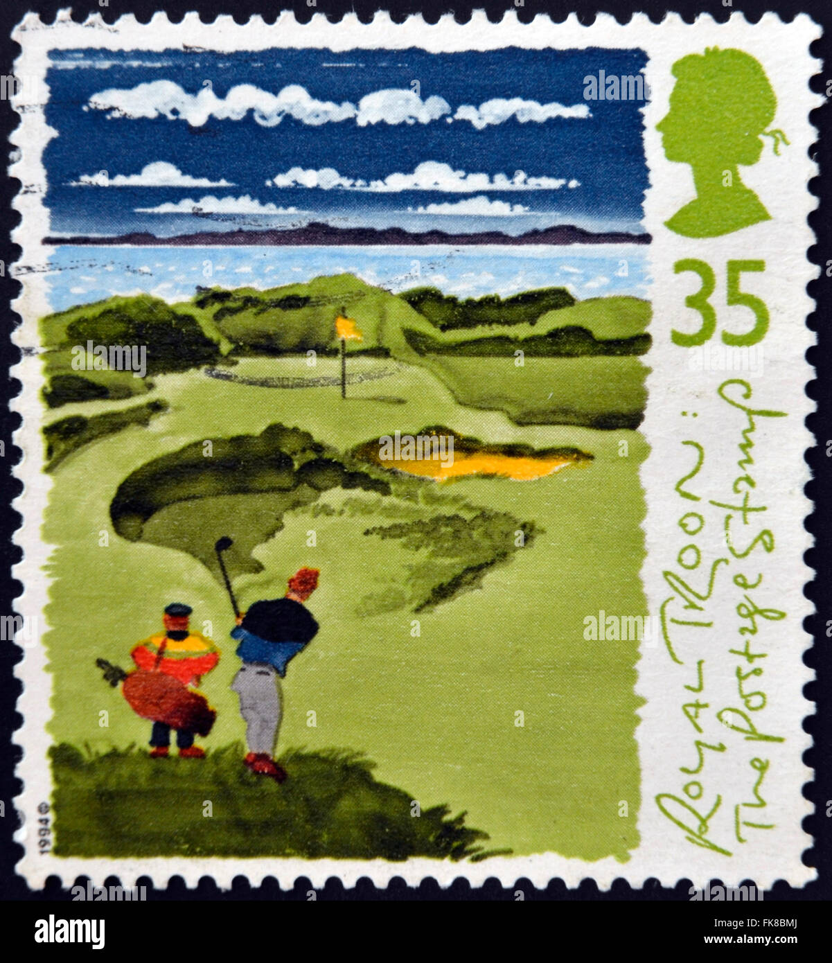 UNITED KINGDOM - CIRCA 1994: A stamp printed in Great Britain shows Golfers with inscriptions 'royal troon', series 'Honorable C Stock Photo