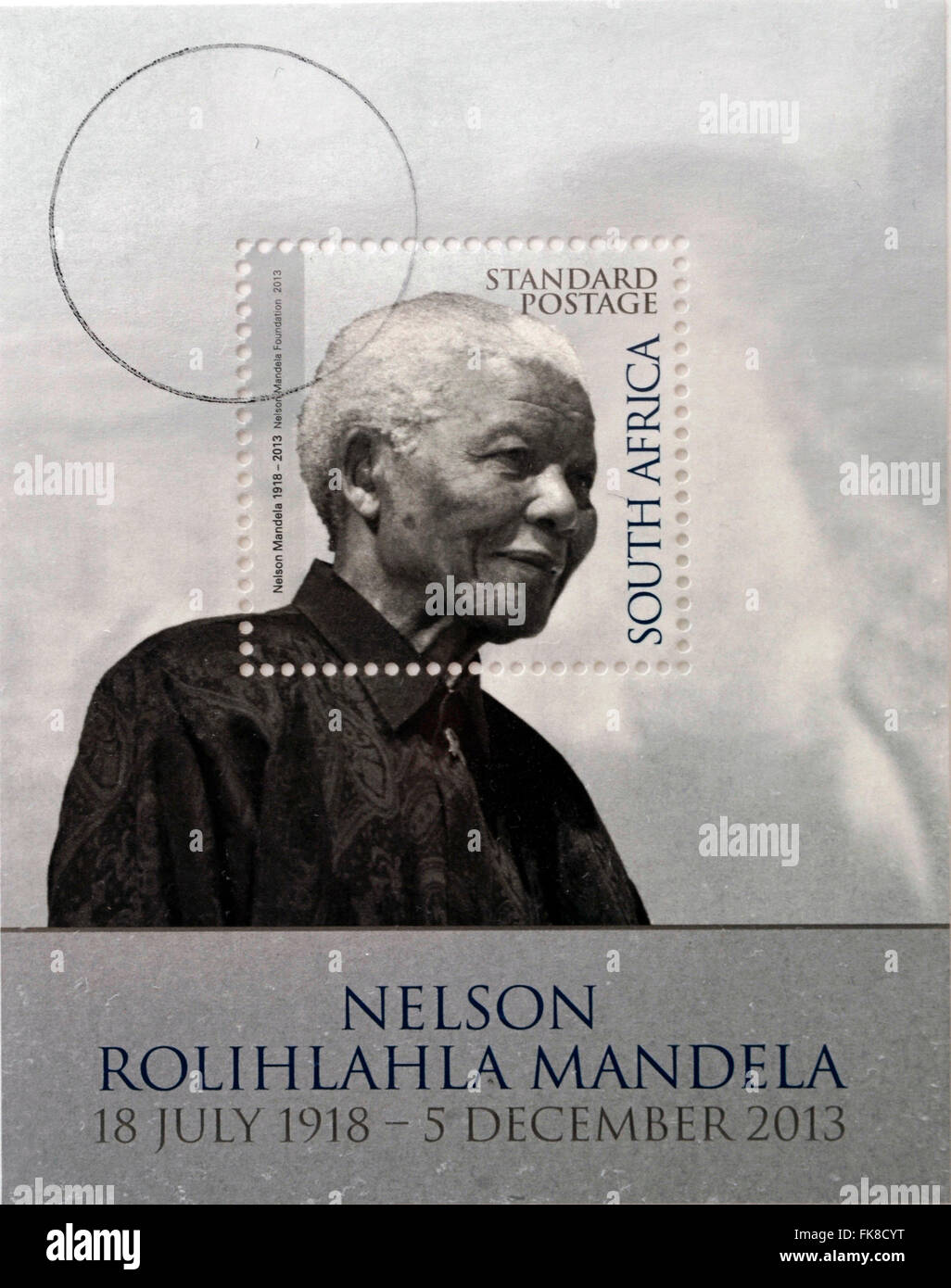 REPUBLIC OF SOUTH AFRICA - CIRCA 2014: A stamp printed in RSA shows Nelson Mandela, circa 2014 Stock Photo