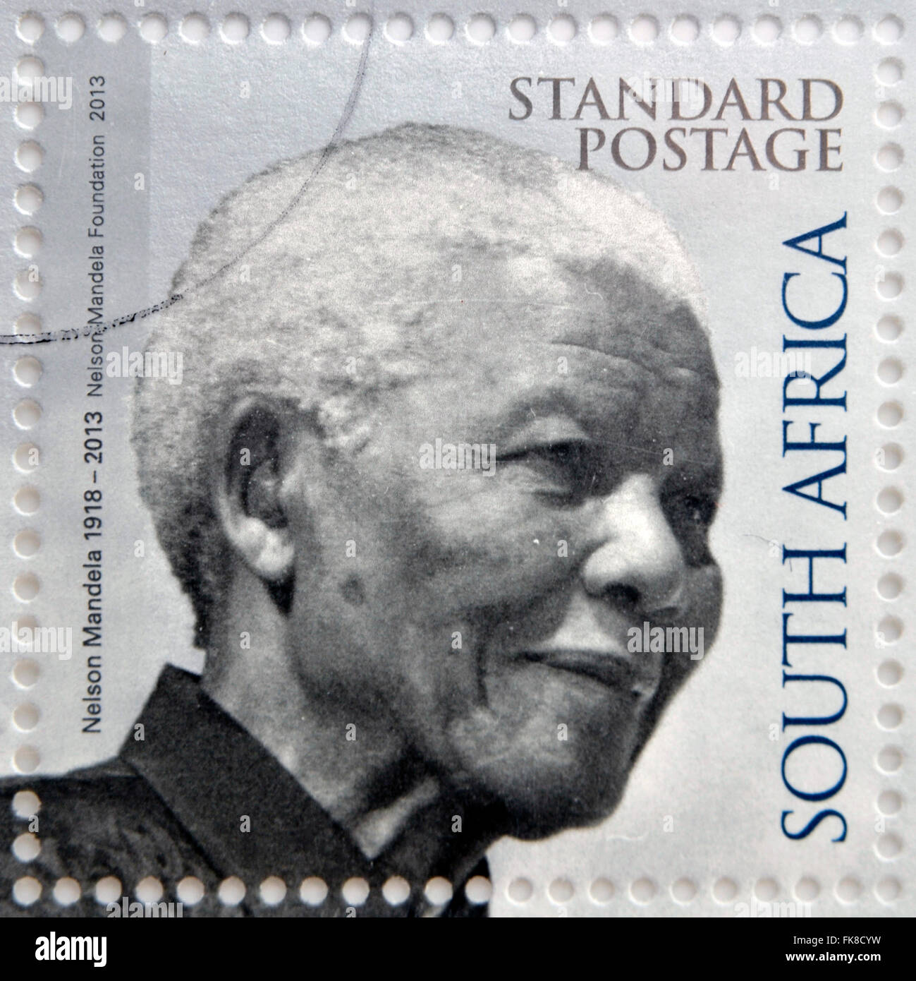 REPUBLIC OF SOUTH AFRICA - CIRCA 2014: A stamp printed in RSA shows Nelson Mandela, circa 2014 Stock Photo
