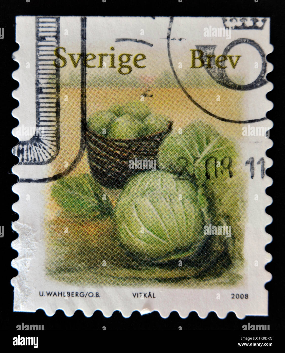 SWEDEN - CIRCA 2008: stamp printed in Sweden shows Cabbage, circa 2008 Stock Photo