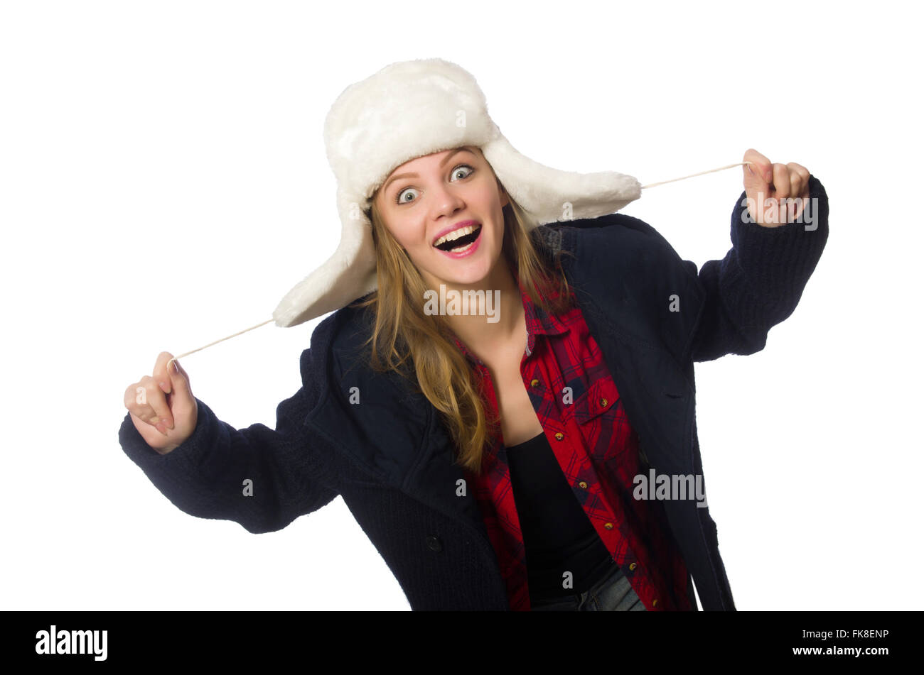Woman with hat in funny concept Stock Photo - Alamy