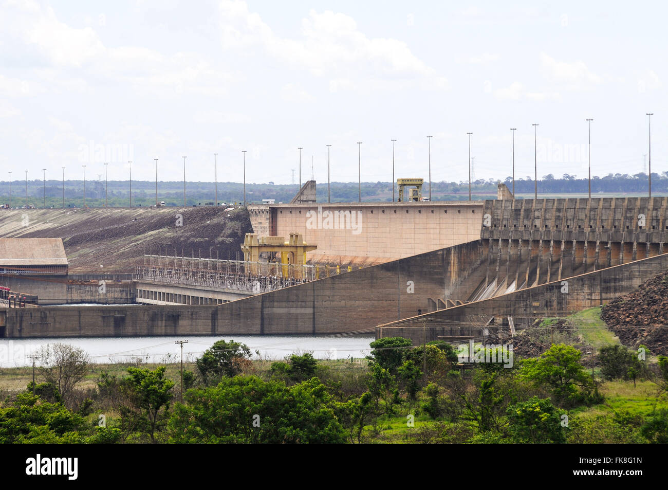 Hydroelectric Power Plant Single Island in Rio Parana Stock Photo