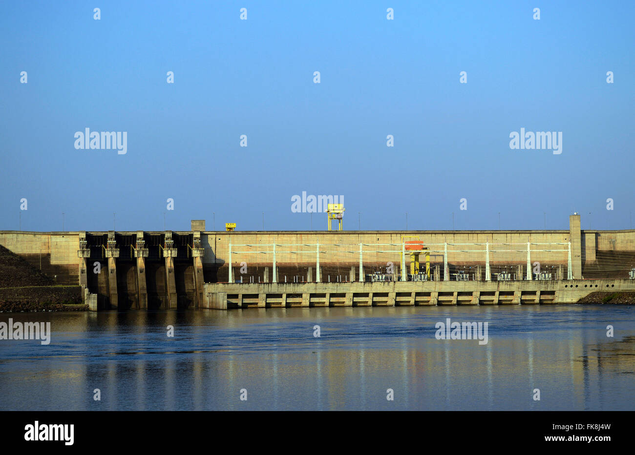 Hydroelectric power plant built three brothers in Rio Tietê - administered by CESP Stock Photo