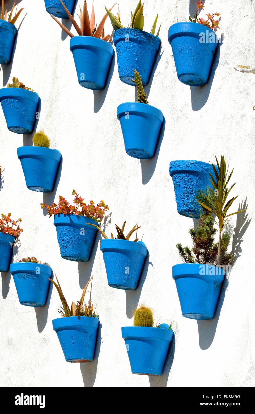 Flowerpots in an Andalusian town Stock Photo