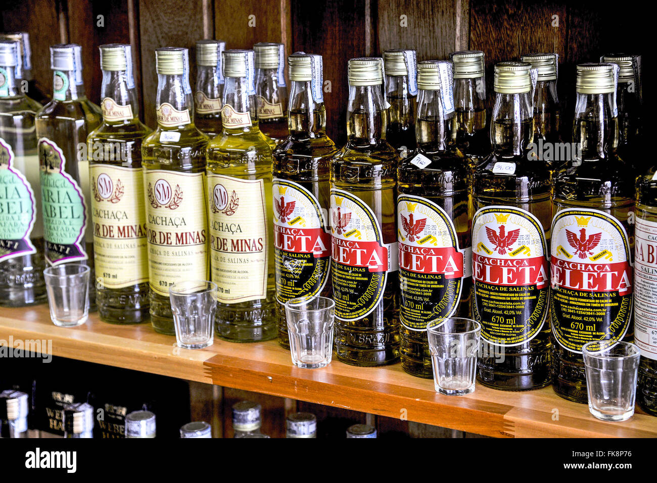 Cachaca mining sale in the historic center Stock Photo