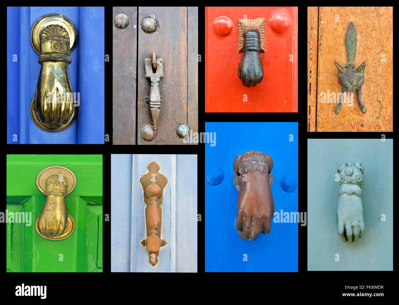 collection of old door knockers Stock Photo Alamy