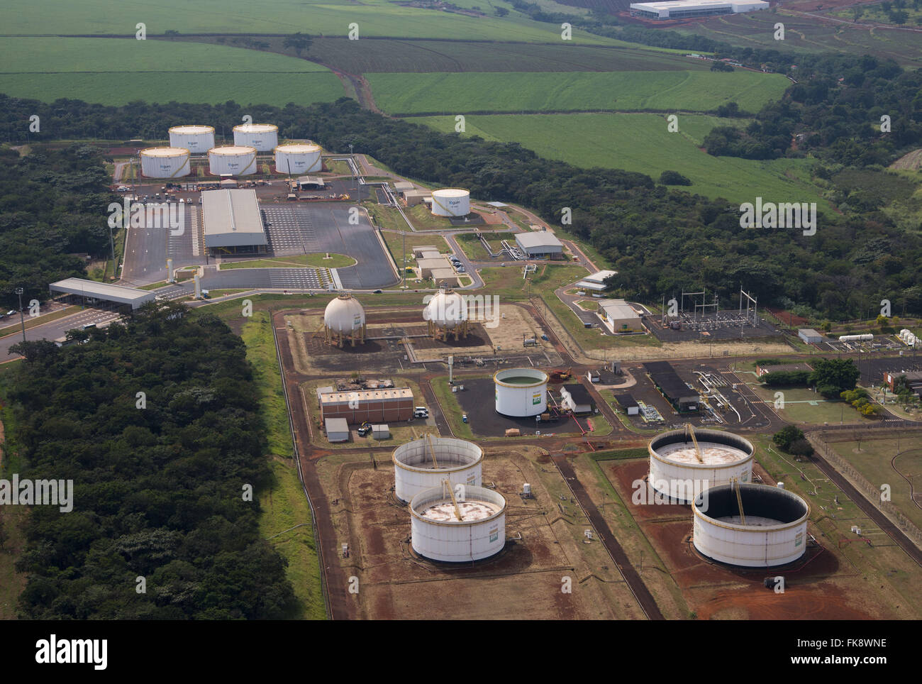 Terminal Petrobras in Ribeirao Preto - Incidental Ethanol Pipeline Stock Photo