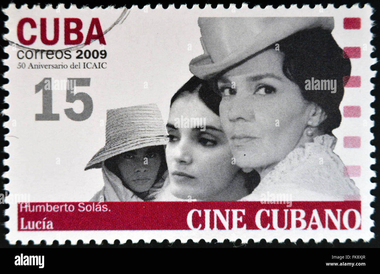 CUBA - CIRCA 2009: A stamp printed in Cuba dedicated to Cuban cinema, shows Lucia by Humberto Solas, circa 2009 Stock Photo