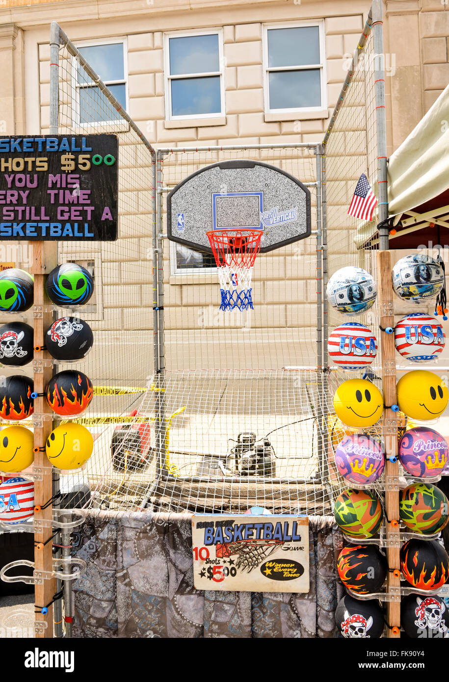 Carnival, festival, fair basketball hoops game Stock Photo
