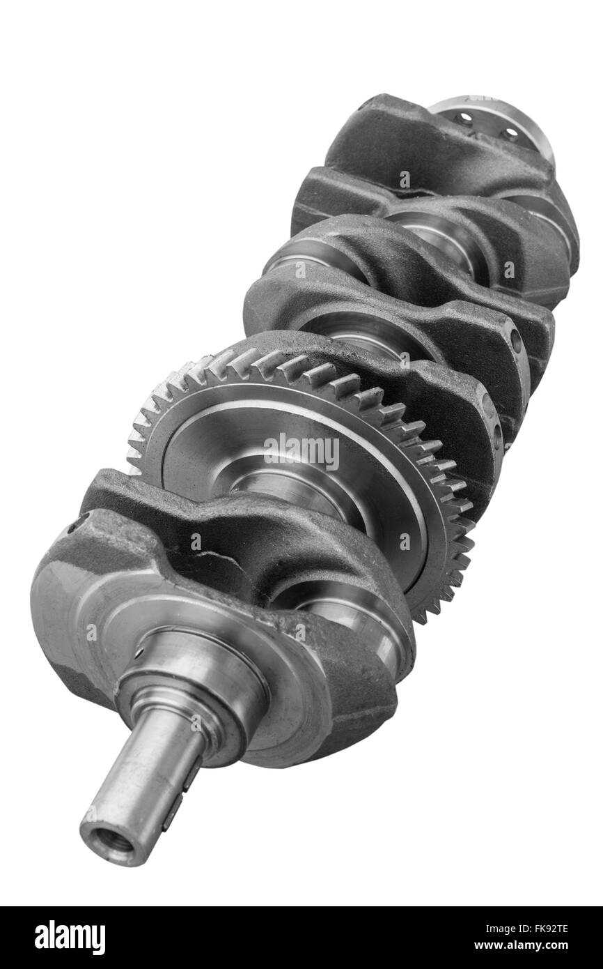 Engine crankshaft on a white background Stock Photo Alamy