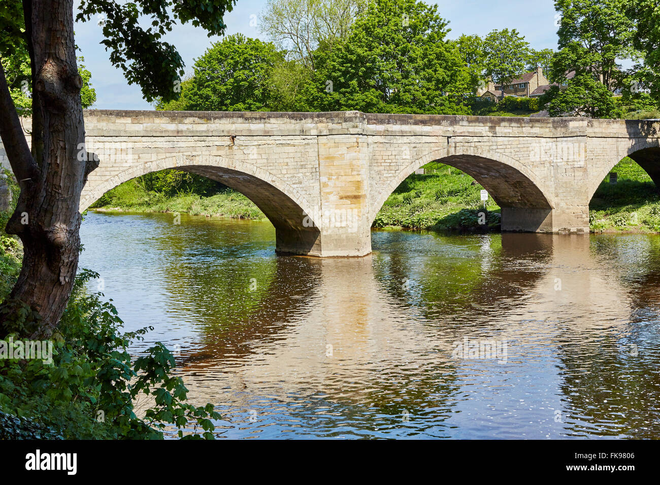 A view of Thorp Arch Bridge over the River Wharfe in Boston Spa, West Yorkshire, England, UK. Stock Photo