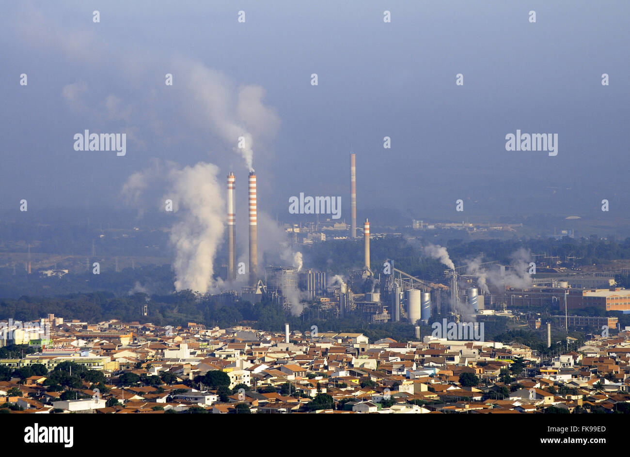 Air pollution in the municipality in the State of Sao Paulo Stock Photo