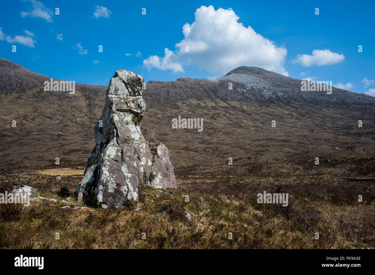 Clach nan Conn-fionn near Coire Loch Fionnaraich Scotland Stock Photo