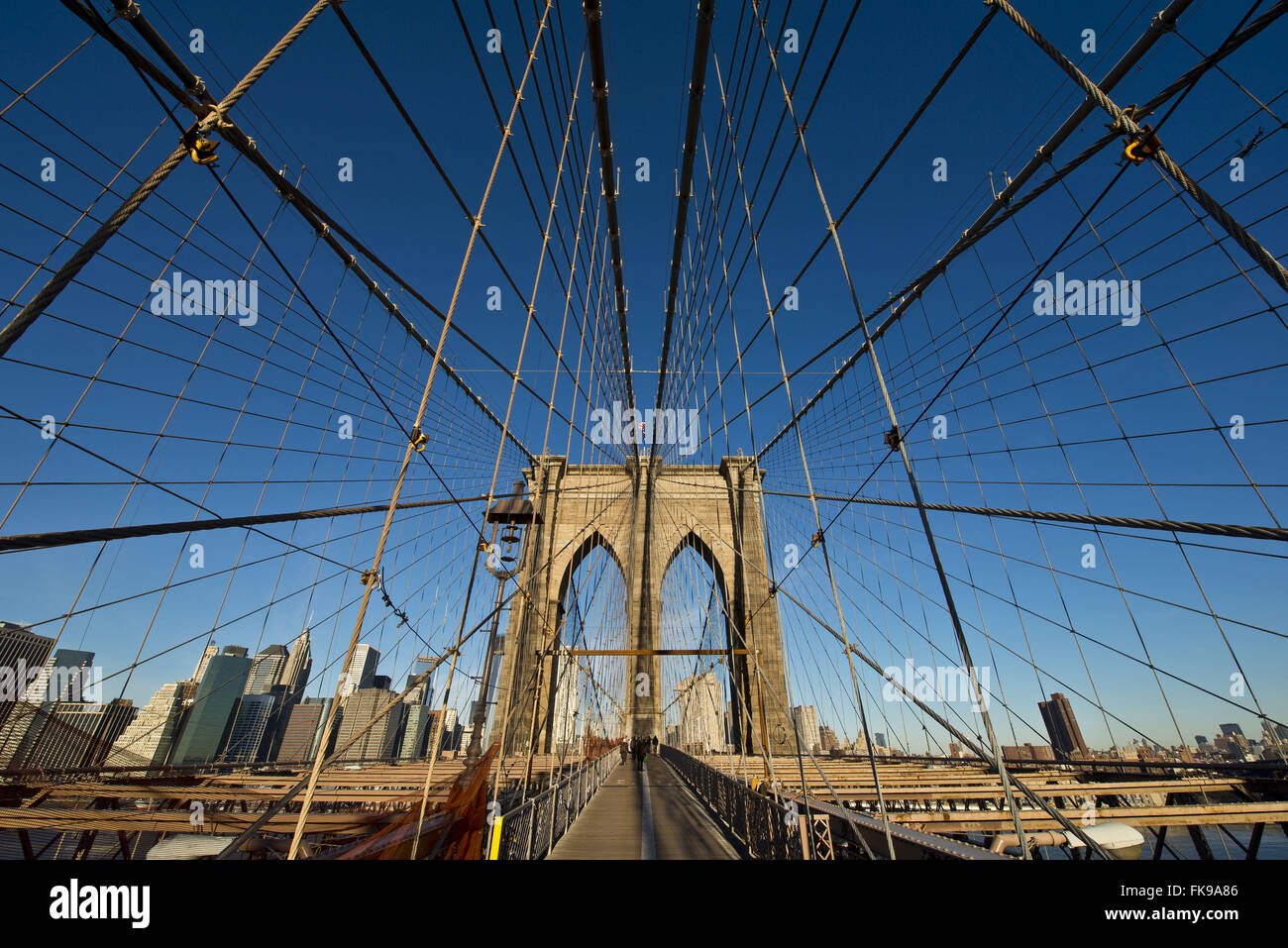 Brooklyn Bridge over the East River - Brooklyn Bridge Stock Photo