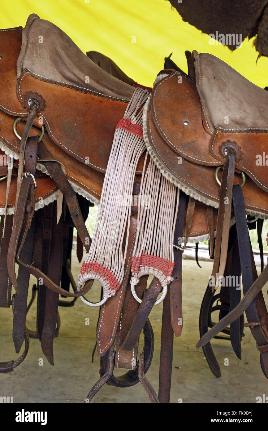 Equipment mounted on Pousada rural town of Miranda - MS Stock Photo