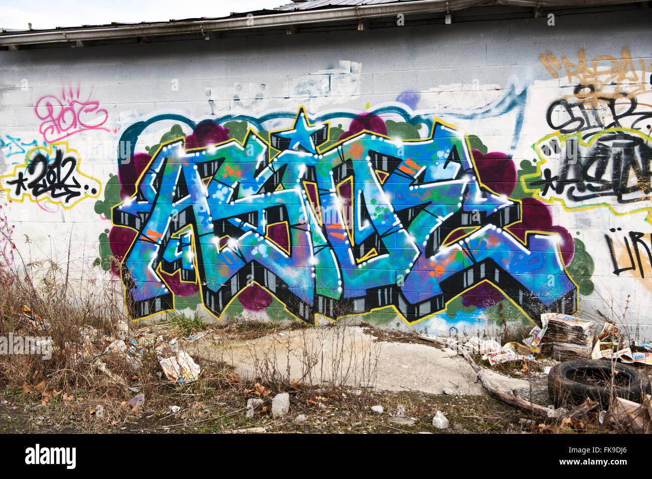 Graffiti wall in Asheville, North Carolina Stock Photo Alamy