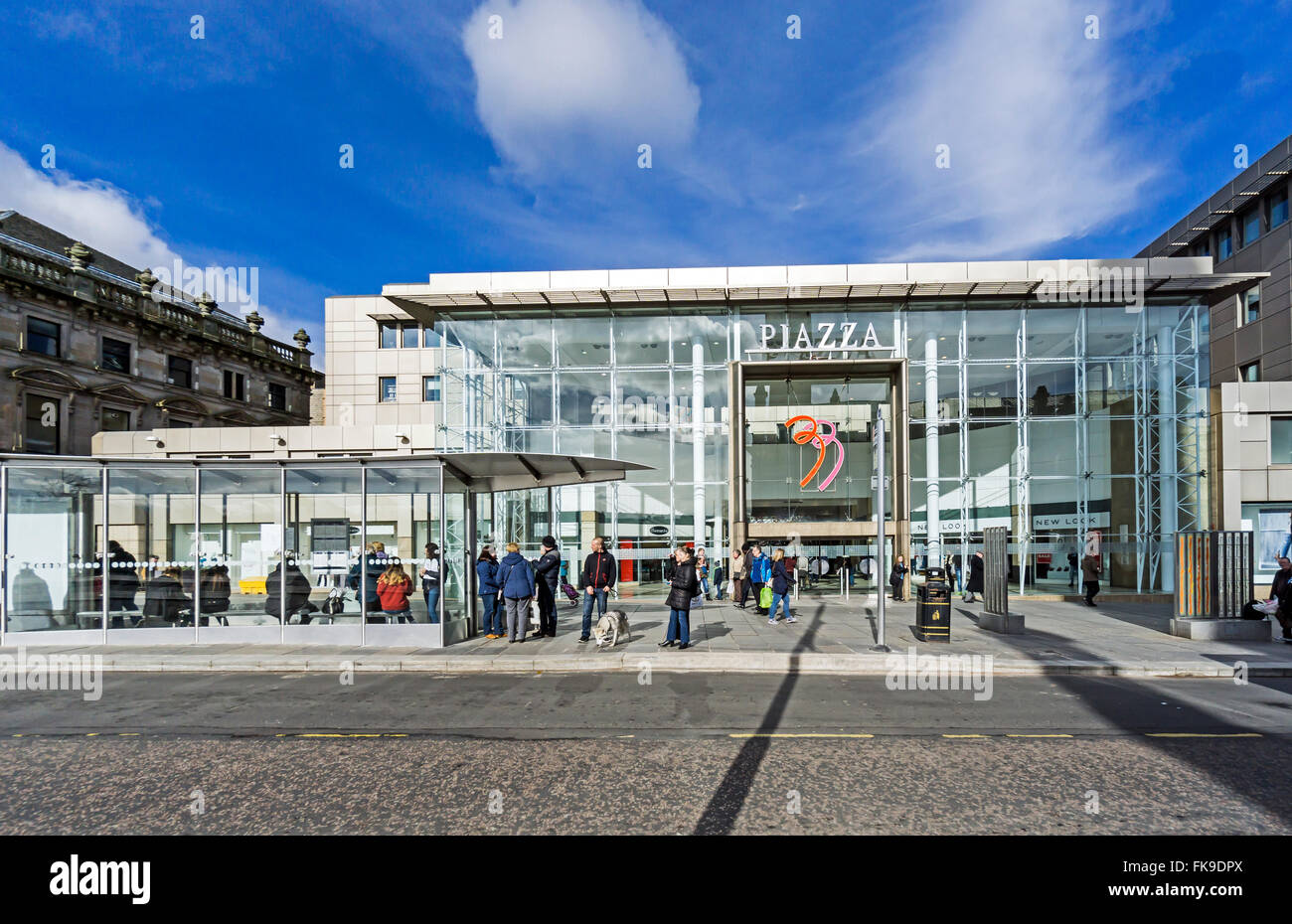 The Piazza shopping centre entrance in Gauze Street Paisley Renfrewshire Scotland Stock Photo